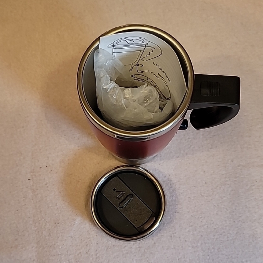 0800. NEW ~ Heated Travel Mug - Red & Silver ~ 12 Volt ~ 15oz. - Picture 7 of 9